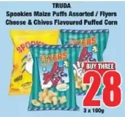 Boxer Truda Spookies Maize Puffs Assorted/ Flyers Cheese & Chives Flavoured Puffed Corn offer