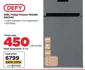 HiFi Corp DEFY 348L Fridge Freezer Metallic DAC645 offer