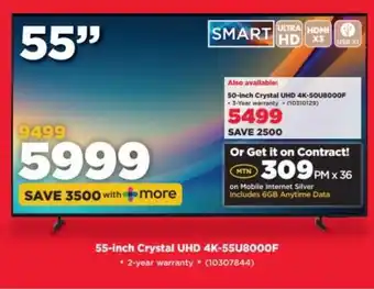 HiFi Corp 55-inch Crystal UHD 4K-55U8000F offer