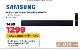 HiFi Corp Samsung Dolby 2.0 Channel Soundbar B400F offer