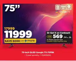 HiFi Corp 75-Inch QLED Google TV-75P8K offer
