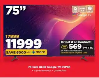 HiFi Corp 75-Inch QLED Google TV-75P8K offer