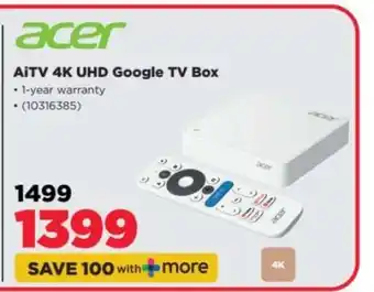HiFi Corp Acer AITV 4K UHD Google TV Box offer