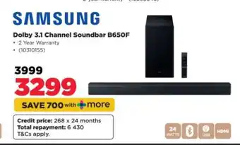 HiFi Corp Samsung Dolby 3.1 Channel Soundbar B650F offer