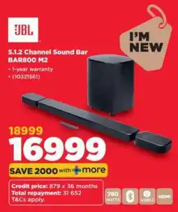 HiFi Corp JBL 5.1.2 Channel Sound Bar BAR800 M2 offer