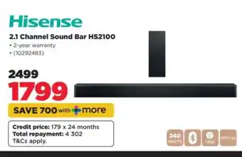 HiFi Corp Hisense 2.1 Channel Sound Bar HS2100 offer