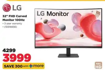 HiFi Corp LG 32 FHD Curved Monitor 100Hz offer