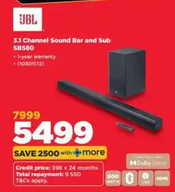 HiFi Corp JBL 3.1 Channel Sound Bar and Sub SB580 offer