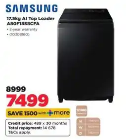 HiFi Corp Samsung 17.5kg AI Top Loader A80F18S8CFA offer