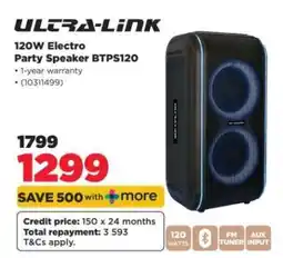 HiFi Corp ULTRA-LINK 120W Electro Party Speaker BTPS120 offer