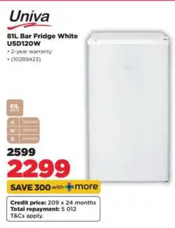 HiFi Corp Univa 81L Bar Fridge White USD120W offer