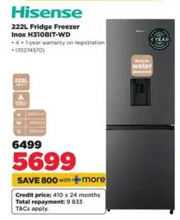 HiFi Corp Hisense 222L Fridge Freezer Inox H310BIT-WD offer