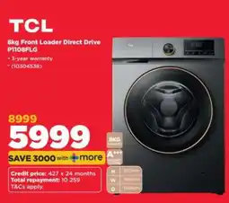 HiFi Corp TCL 8kg Front Loader Direct Drive P1108FLG offer
