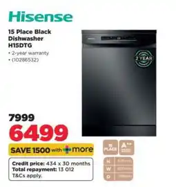 HiFi Corp Hisense 15 Place Black Dishwasher H15DTG offer