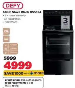 HiFi Corp DEFY 60Cm Stove Black DSS694 offer