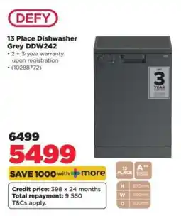 HiFi Corp DEFY 13 Place Dishwasher Grey DDW242 offer