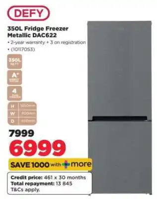HiFi Corp DEFY 350L Fridge Freezer Metallic DAC622 offer