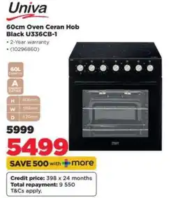 HiFi Corp Univa 60cm Oven Ceran Hob Black U336CB-1 offer