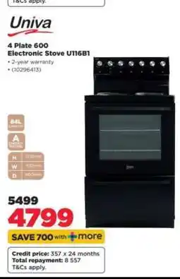 HiFi Corp Univa 4 Plate 600 Electronic Stove U116B1 offer