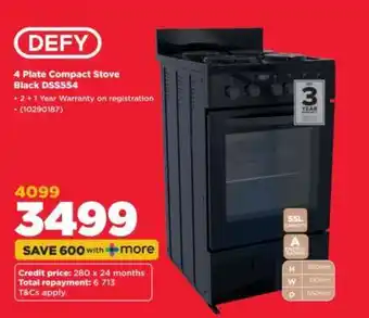HiFi Corp DEFY 4 Plate Compact Stove Black DSS554 offer