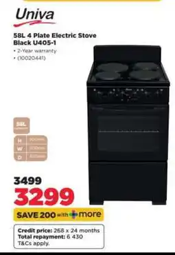 HiFi Corp Univa 58L 4 Plate Electric Stove Black U405-1 offer