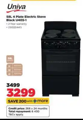 HiFi Corp Univa 58L 4 Plate Electric Stove Black U405-1 offer