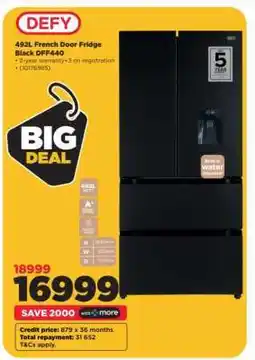 HiFi Corp DEFY 492L French Door Fridge Black DFF440 offer