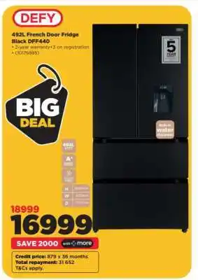 HiFi Corp DEFY 492L French Door Fridge Black DFF440 offer