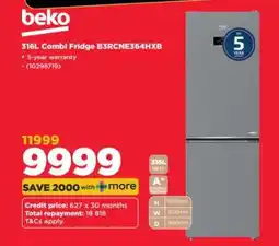 HiFi Corp Beko 316L Combi Fridge B3RCNE364HXB offer