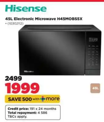 HiFi Corp Hisense 45L Electronic Microwave H45MOBS5X offer
