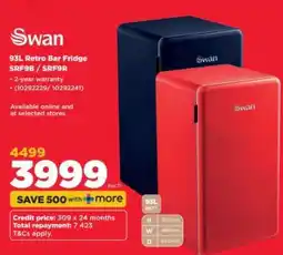 HiFi Corp Swan 93L Retro Bar Fridge SRF9B / SRF9R offer