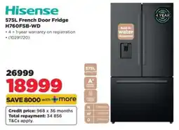 HiFi Corp Hisense 575L French Door Fridge H760FSB-WD offer