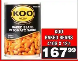 Advance Cash n Carry KOO BAKED BEANS 410G X 12's offer