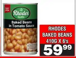 Advance Cash n Carry RHODES BAKED BEANS 410G X 6's offer