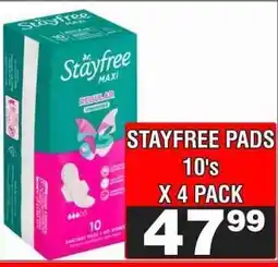 Advance Cash n Carry STAYFREE PADS 10's X 4 PACK offer