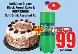 Boxer Superstores Imitation Cream Black Forest Cake & Refreshhh Soft Drink Assorted offer