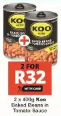 Checkers Koo Baked Beans in Tomato Sauce offer