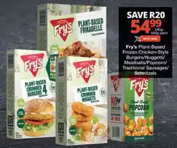 Checkers Fry's Plant-Based Frozen Chicken-Style Burgers/ Nuggets/ Meatballs/ Popcorn/ Traditional Sausages/ Schnitzels offer