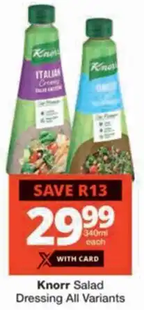 Checkers Knorr Salad Dressing All Variants offer