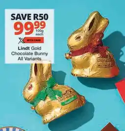 Checkers Lindt Gold Chocolate Bunny All Variants offer