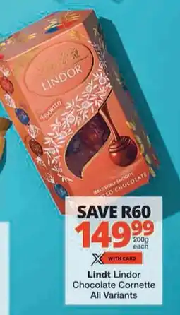 Checkers Lindt Lindor Chocolate Cornette All Variants offer