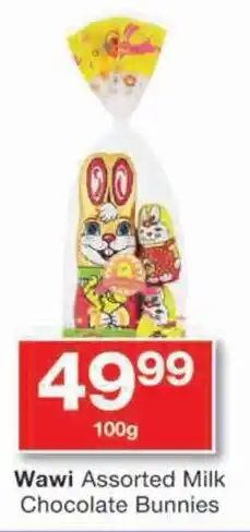 Checkers Wawi Assorted Milk Chocolate Bunnies offer