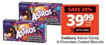 Checkers Cadbury Astros Candy & Chocolate Coated Biscuits offer