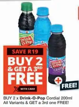 Checkers Drink-O-Pop Cordial All Variants offer