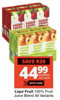 Checkers Liqui Fruit 100% Fruit Juice Blend All Variants offer