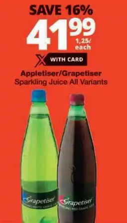 Checkers Appletiser/ Grapetiser Sparkling Juice All Variants offer