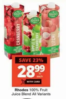 Checkers Rhodes 100% Fruit Juice Blend All Variants offer