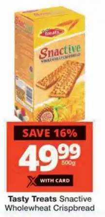 Checkers Tasty Treats Snactive Wholewheat Crispbread offer