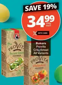 Checkers Bakers Provita Crispbread All Variants offer