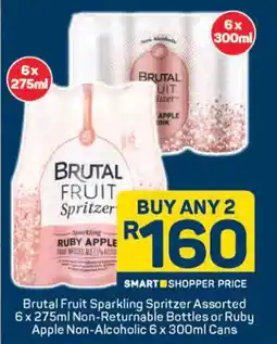Pick n Pay Liquor Brutal Fruit Sparkling Spritzer Assorted Non-Returnable Bottles or Ruby Apple Non-Alcoholic Cans offer